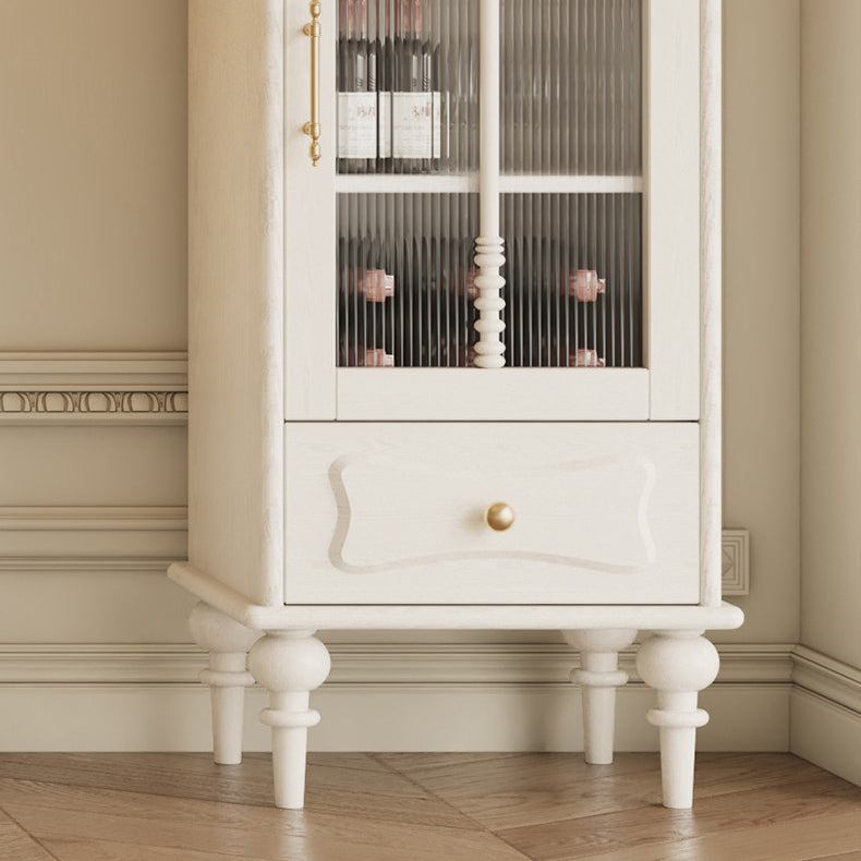 French Oak Striped Glass Arched-Door 2/3-Tier Side Table