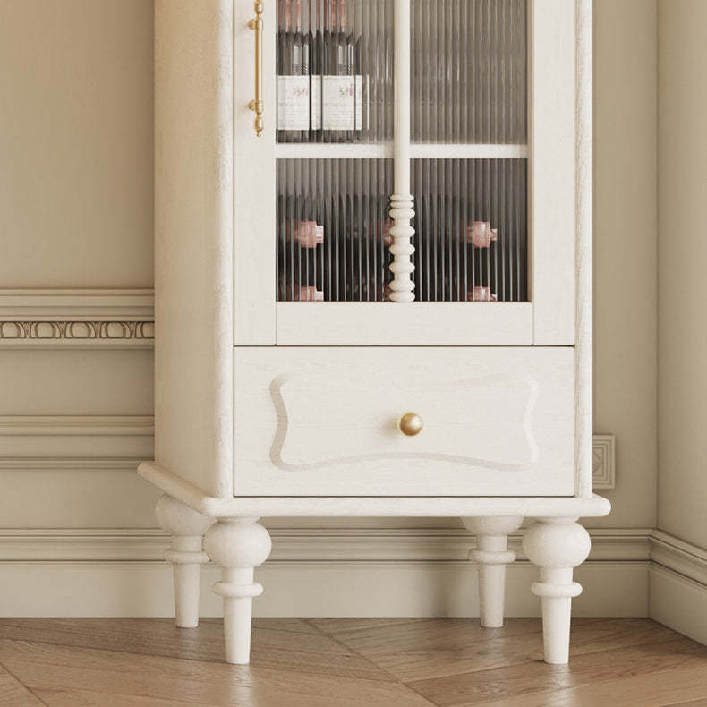 French Oak Striped Glass Arched-Door 2/3-Tier Side Table