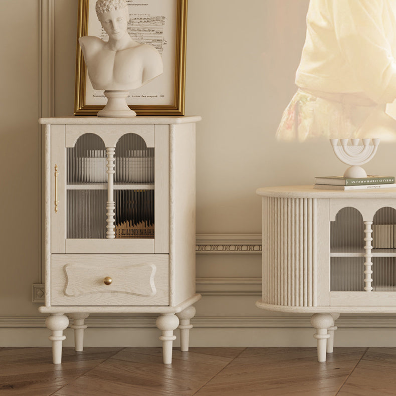 French Oak Striped Glass Arched-Door 2/3-Tier Side Table