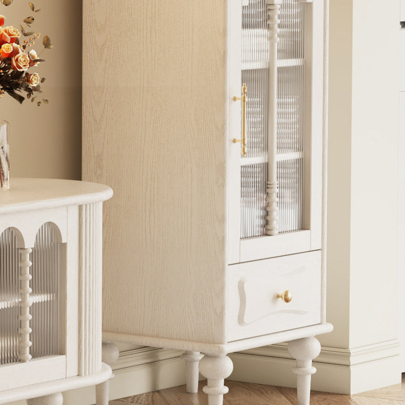 French Oak Striped Glass Arched-Door 2/3-Tier Side Table