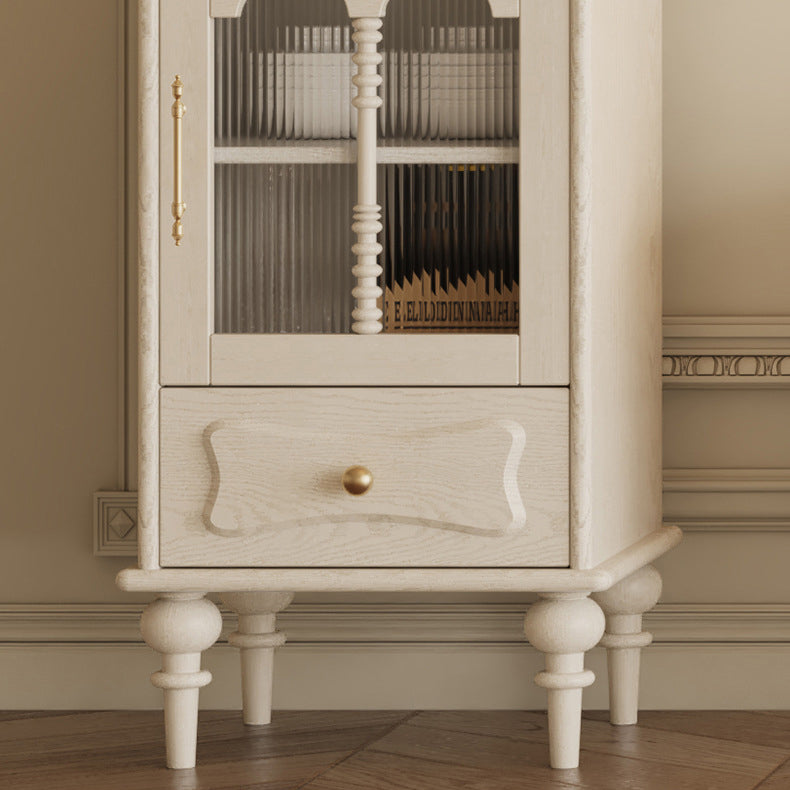 French Oak Striped Glass Arched-Door 2/3-Tier Side Table
