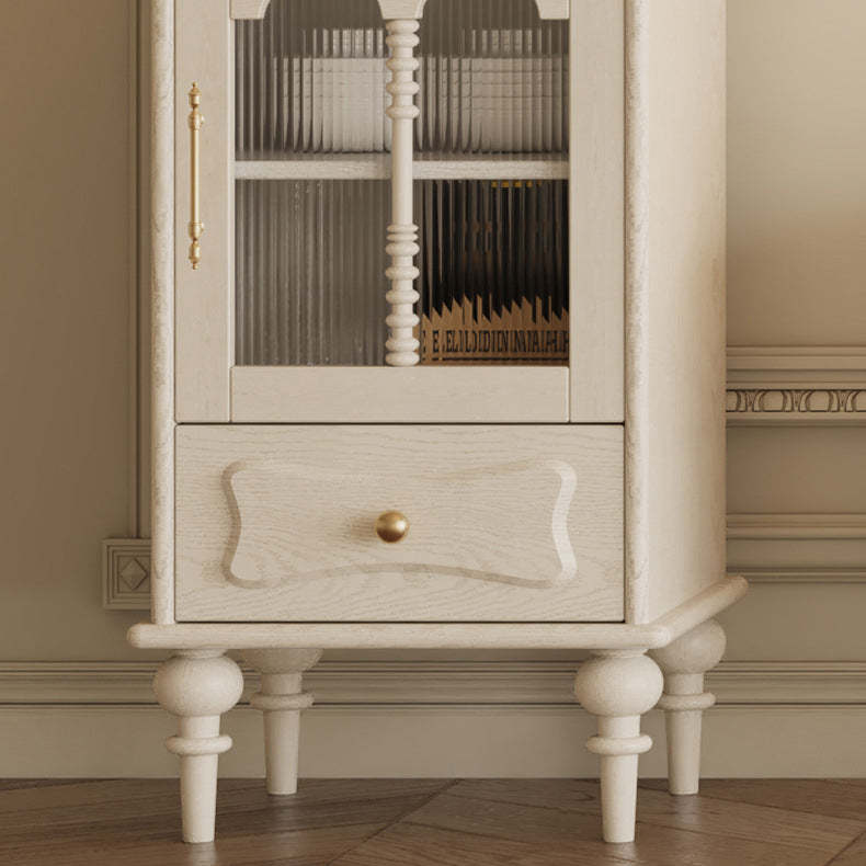 French Oak Striped Glass Arched-Door 2/3-Tier Side Table