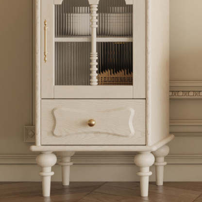 French Oak Striped Glass Arched-Door 2/3-Tier Side Table
