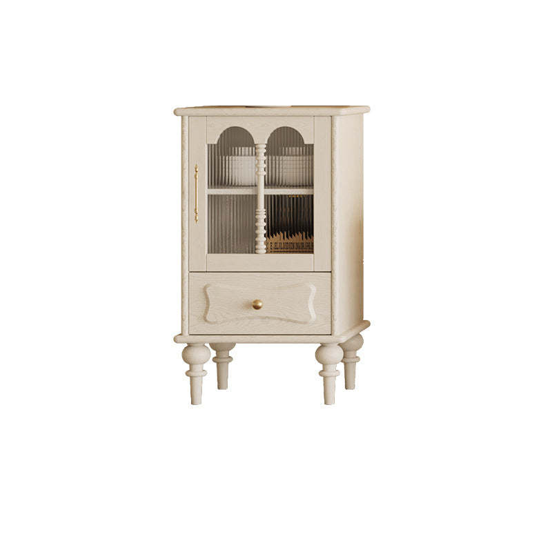 French Oak Striped Glass Arched-Door 2/3-Tier Side Table