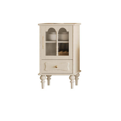 French Oak Striped Glass Arched-Door 2/3-Tier Side Table
