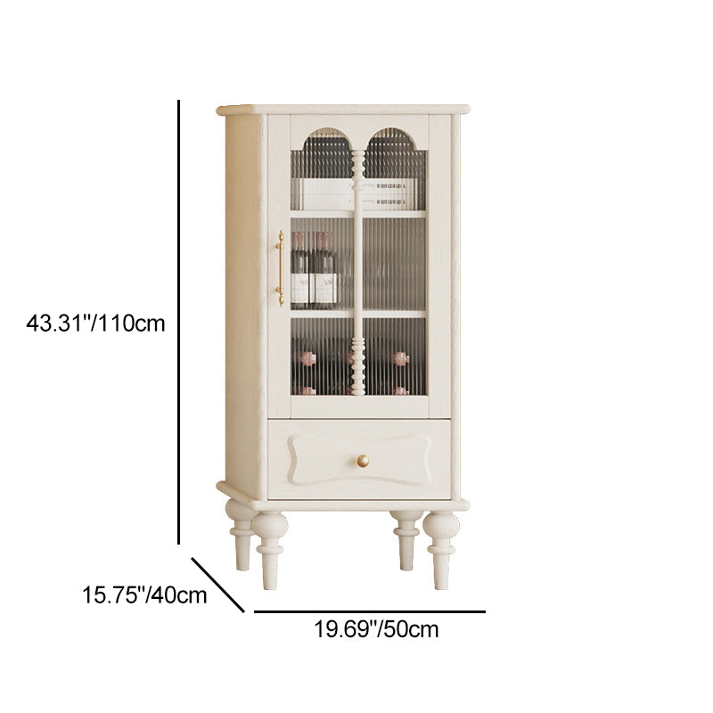 French Oak Striped Glass Arched-Door 2/3-Tier Side Table