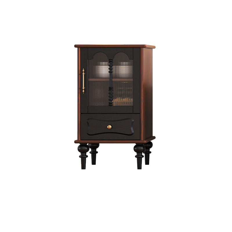 French Oak Striped Glass Arched-Door 2/3-Tier Side Table