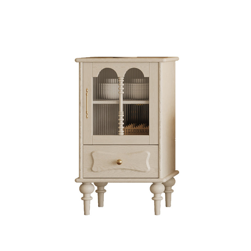 French Oak Striped Glass Arched-Door 2/3-Tier Side Table