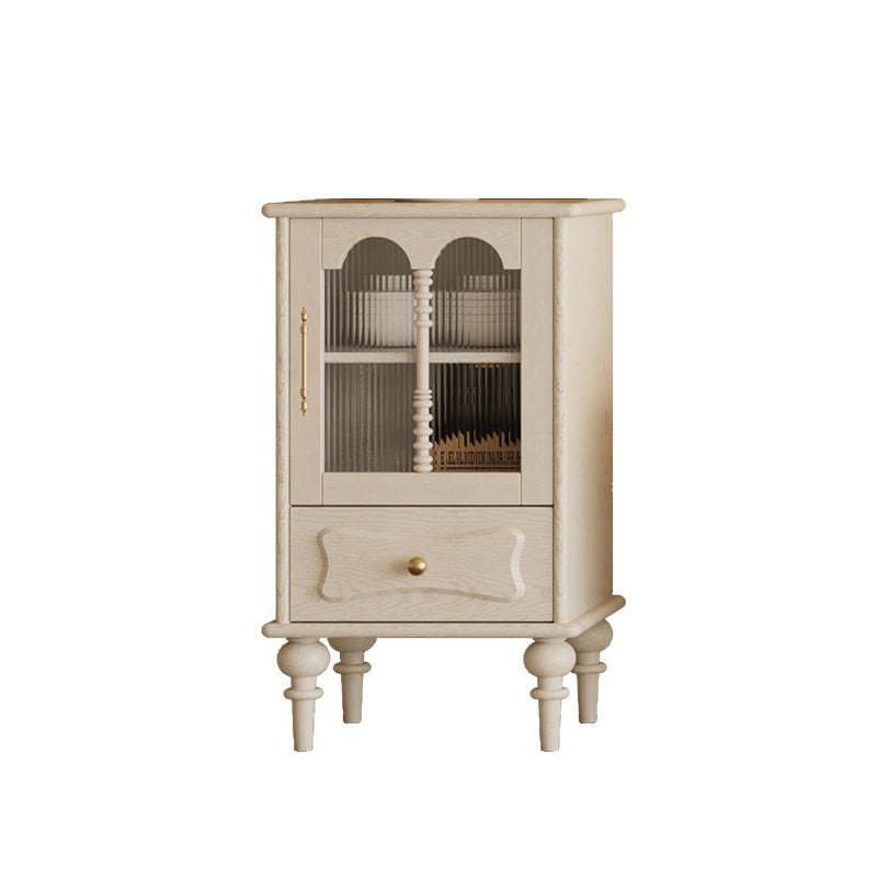 French Oak Striped Glass Arched-Door 2/3-Tier Side Table