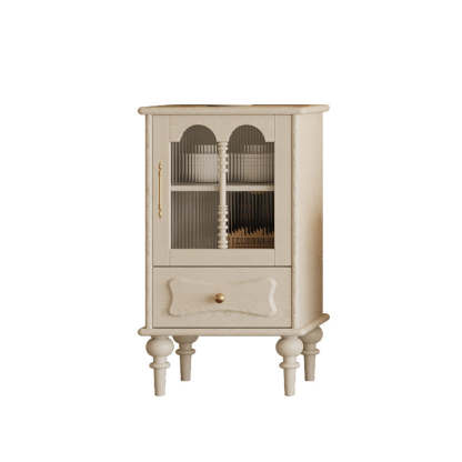 French Oak Striped Glass Arched-Door 2/3-Tier Side Table