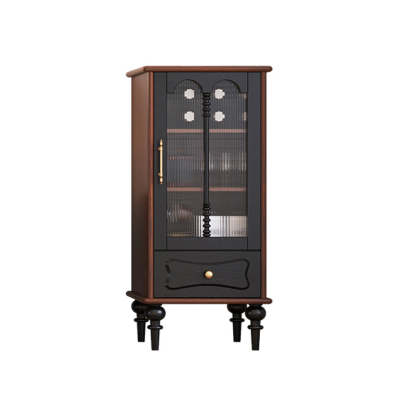 French Oak Striped Glass Arched-Door 2/3-Tier Side Table