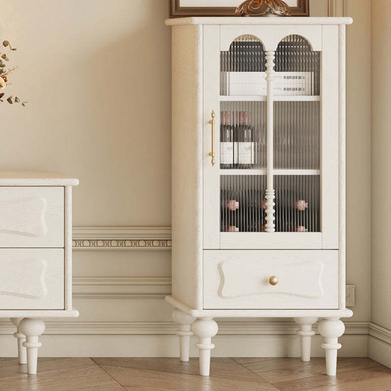 French Oak Striped Glass Arched-Door 2/3-Tier Side Table