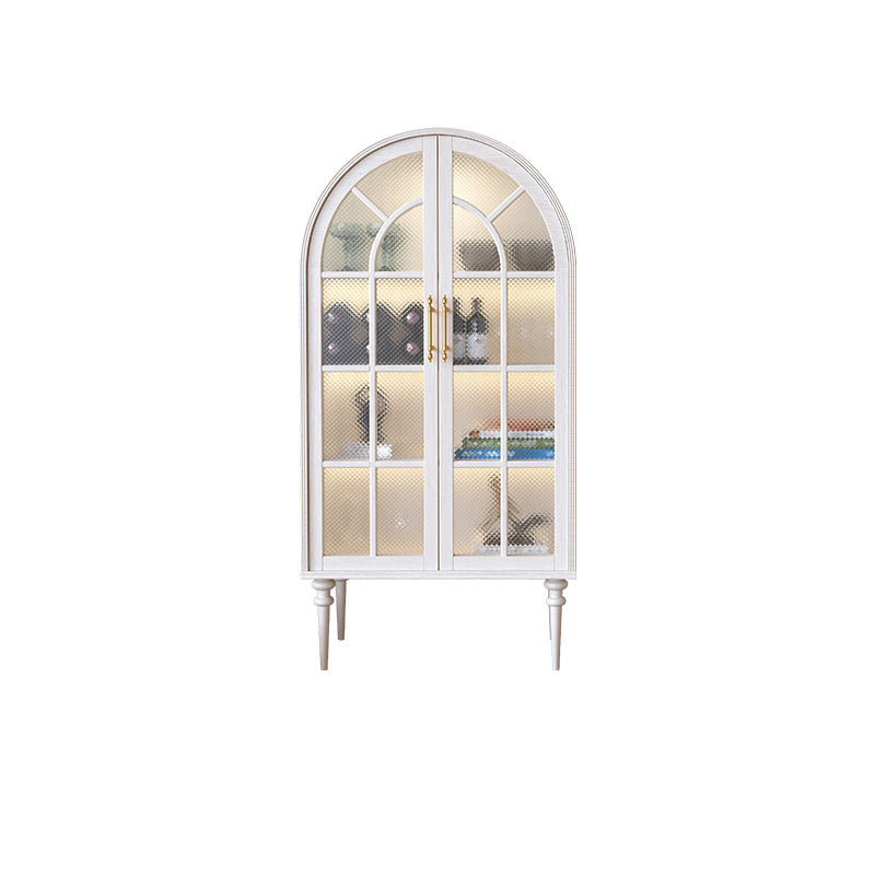 French Oak Ripple Glass Arched Oval 4-Tier Side Table