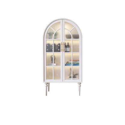French Oak Ripple Glass Arched Oval 4-Tier Side Table