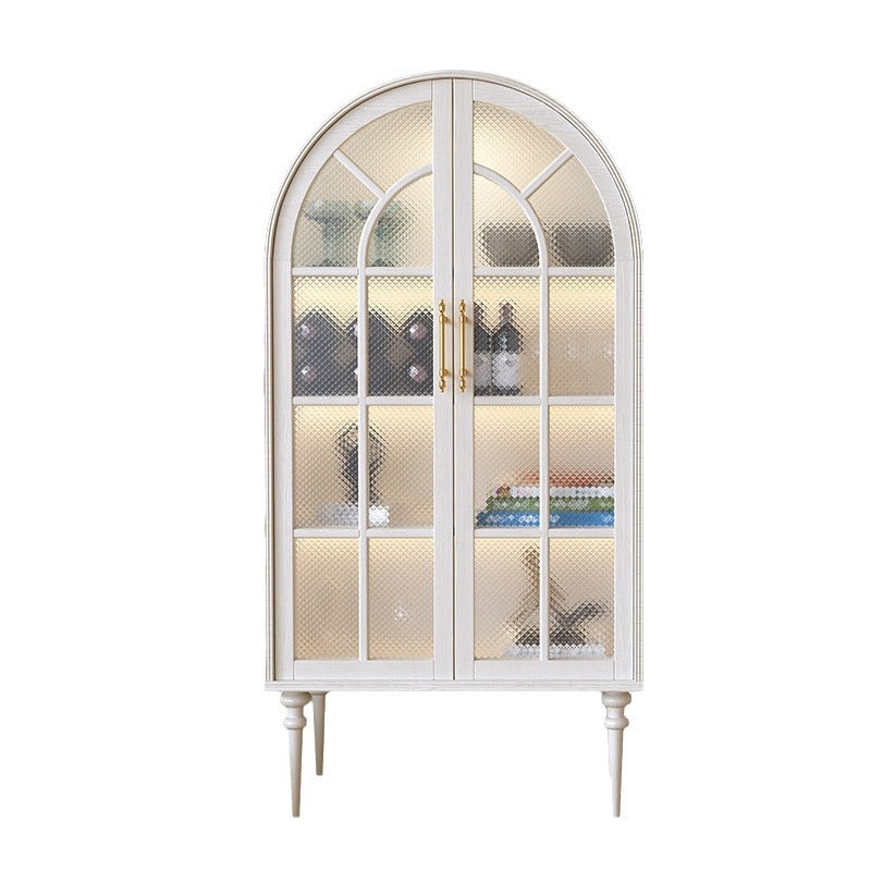 French Oak Ripple Glass Arched Oval 4-Tier Side Table
