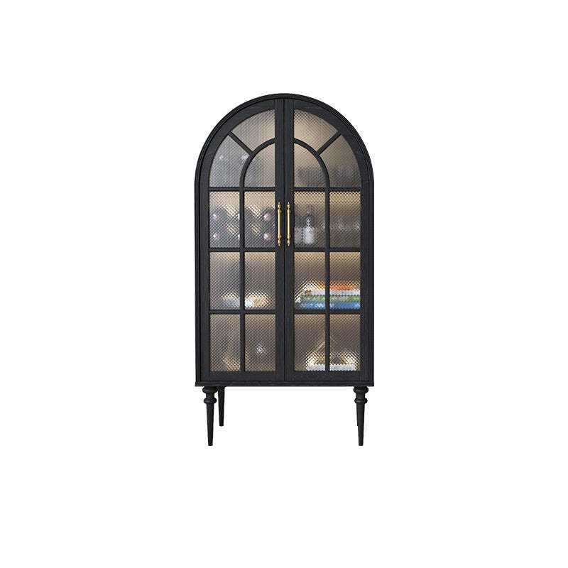 French Oak Ripple Glass Arched Oval 4-Tier Side Table