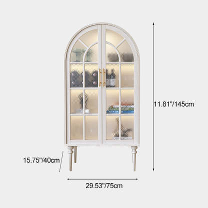 French Oak Ripple Glass Arched Oval 4-Tier Side Table