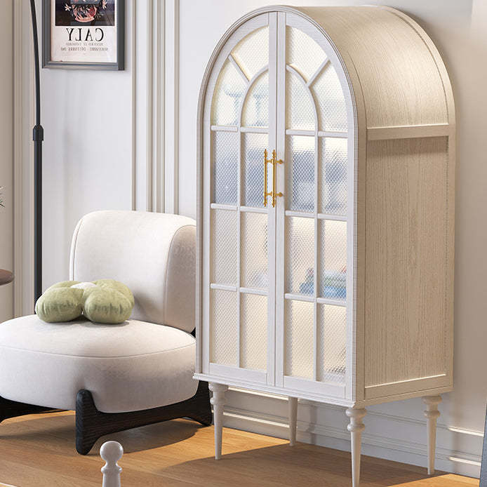 French Oak Ripple Glass Arched Oval 4-Tier Side Table — White