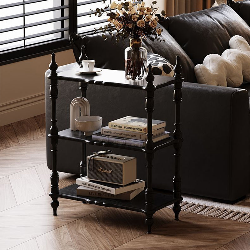 French Oak Roman Column Bookshelf 2/3/4/5-Tier — 3 / Black