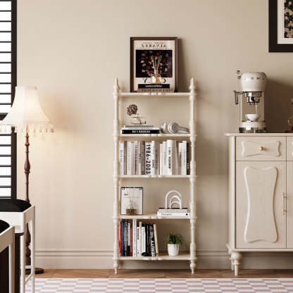 French Oak Roman Column Bookshelf 2/3/4/5-Tier — 2 / White