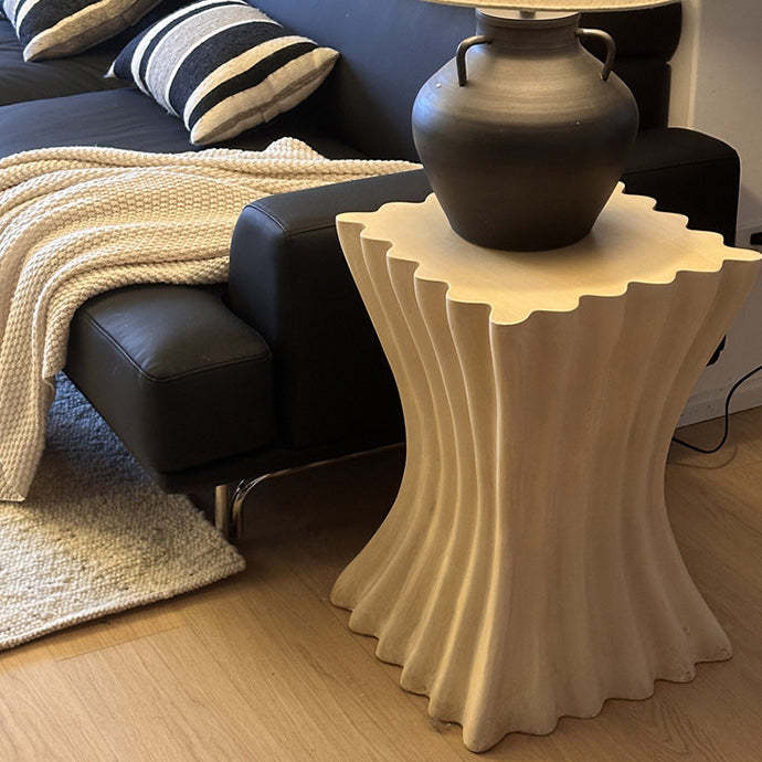 Retro Magnesium Oxide Striped Column End Table
