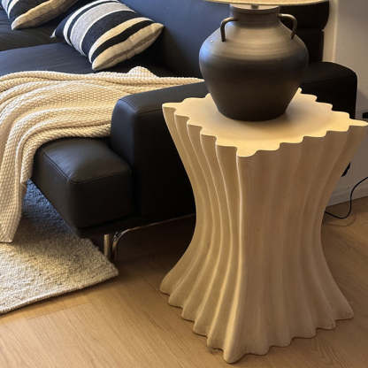 Retro Magnesium Oxide Striped Column End Table