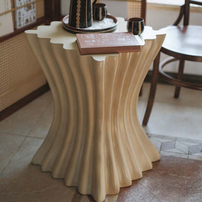 Retro Magnesium Oxide Striped Column End Table
