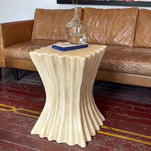 Retro Magnesium Oxide Striped Column End Table