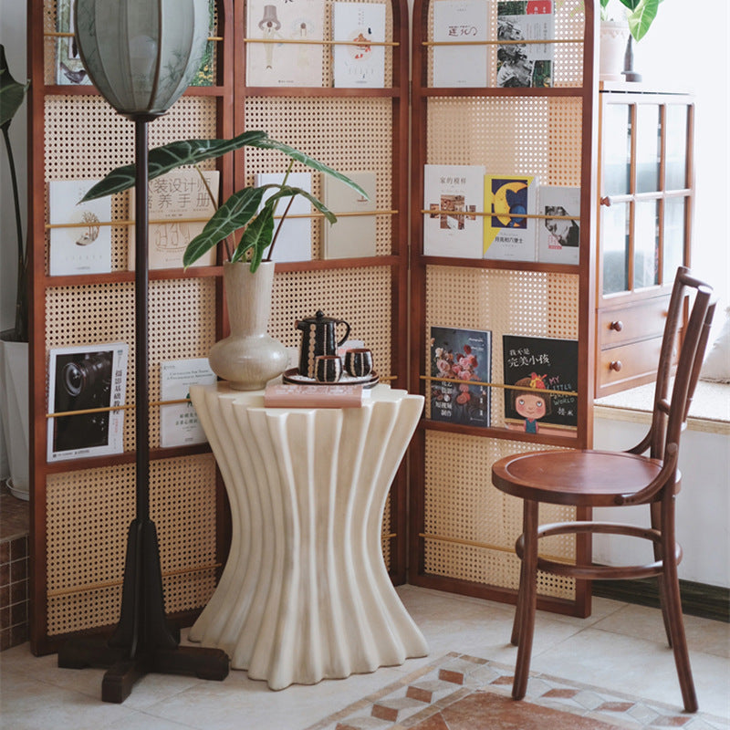 Retro Magnesium Oxide Striped Column End Table