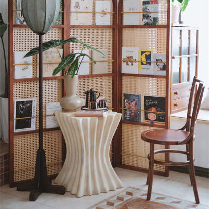 Retro Magnesium Oxide Striped Column End Table