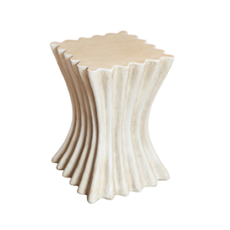 Retro Magnesium Oxide Striped Column End Table
