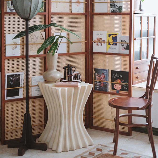 Retro Magnesium Oxide Striped Column End Table