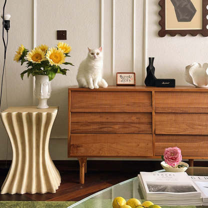 Retro Magnesium Oxide Striped Column End Table