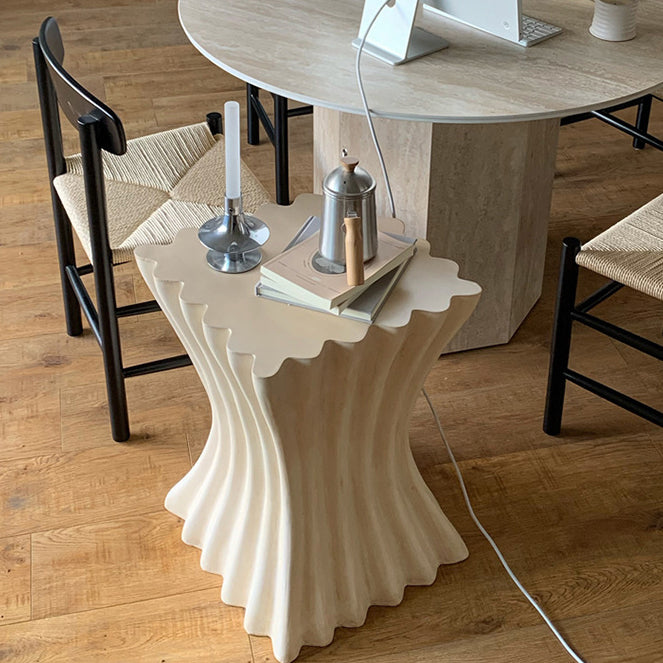 Retro Magnesium Oxide Striped Column End Table