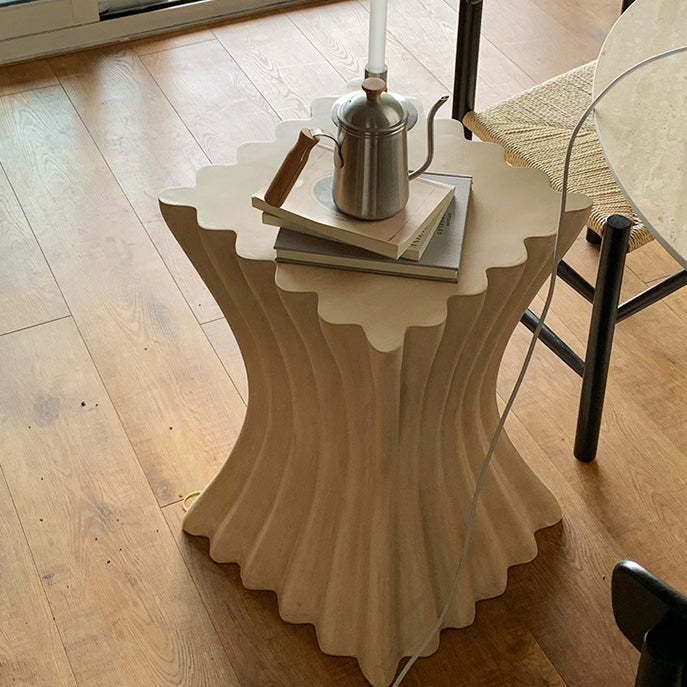 Retro Magnesium Oxide Striped Column End Table