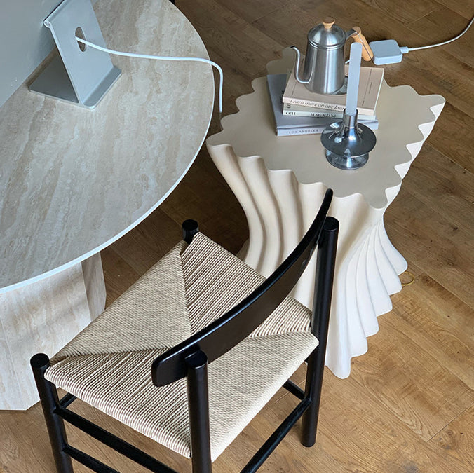 Retro Magnesium Oxide Striped Column End Table