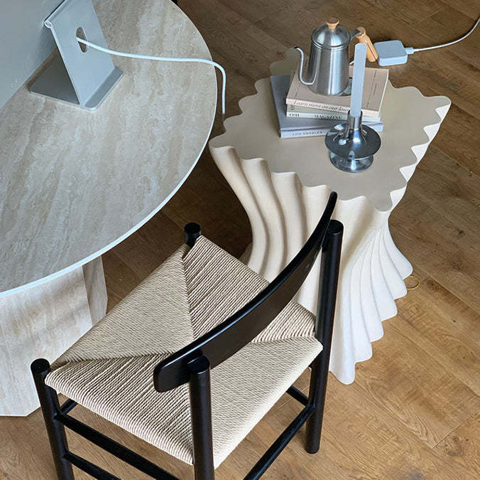 Retro Magnesium Oxide Striped Column End Table
