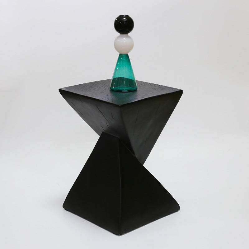 Retro Magnesium Oxide Wood Grain Triangle End Table