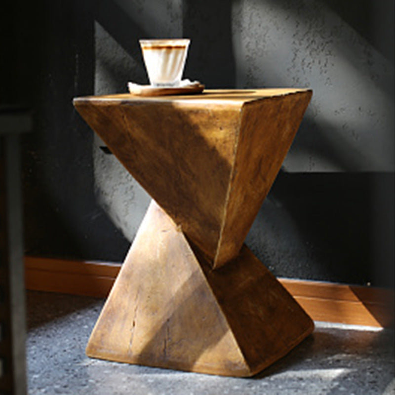 Retro Magnesium Oxide Wood Grain Triangle End Table
