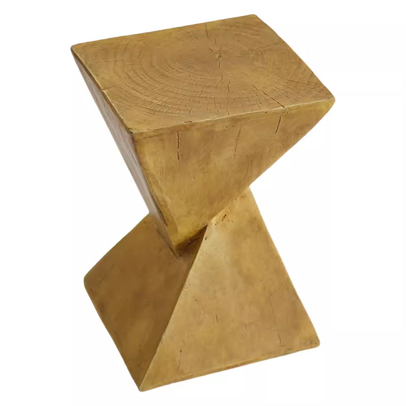 Retro Magnesium Oxide Wood Grain Triangle End Table