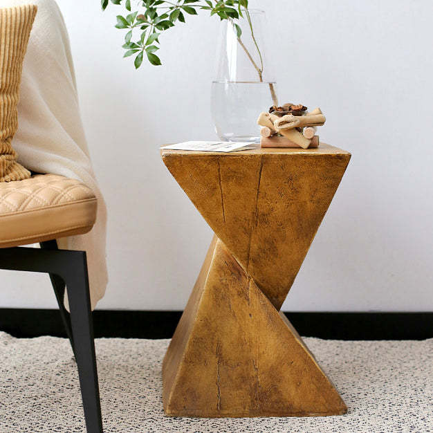 Retro Magnesium Oxide Wood Grain Triangle End Table — Wood Color