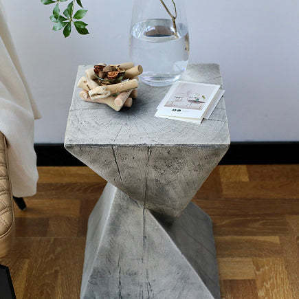 Retro Magnesium Oxide Wood Grain Triangle End Table