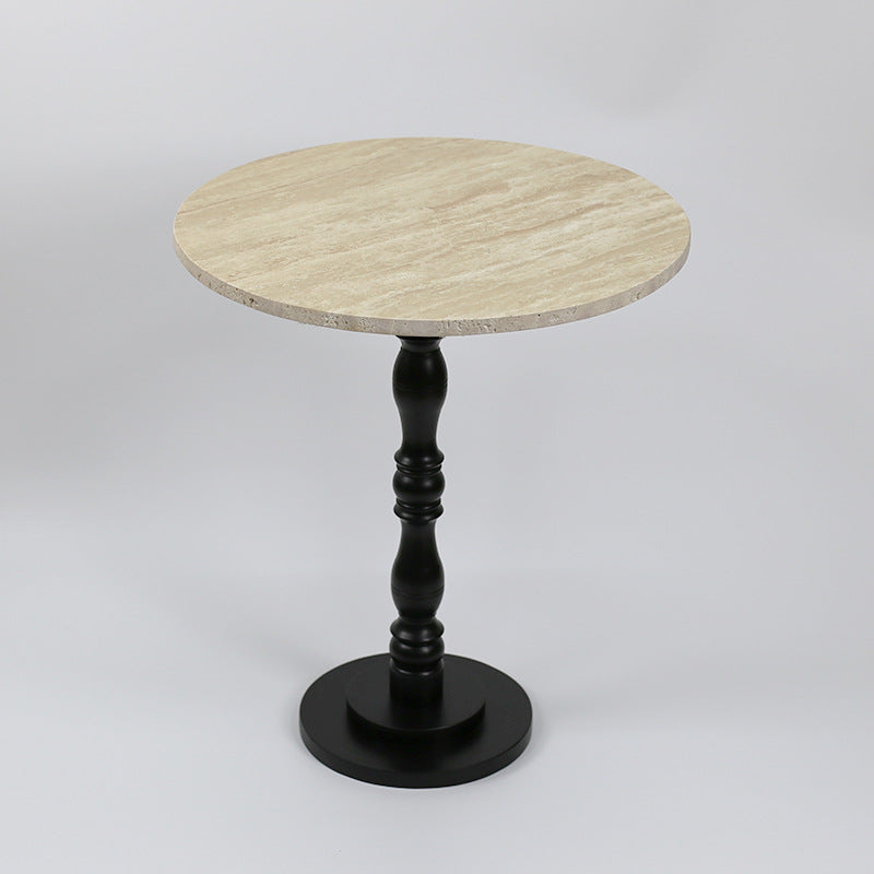 Scandinavian Terrazzo Travertine Wood End Table — Terrazzo