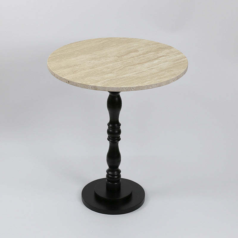 Scandinavian Terrazzo Travertine Wood End Table — Terrazzo