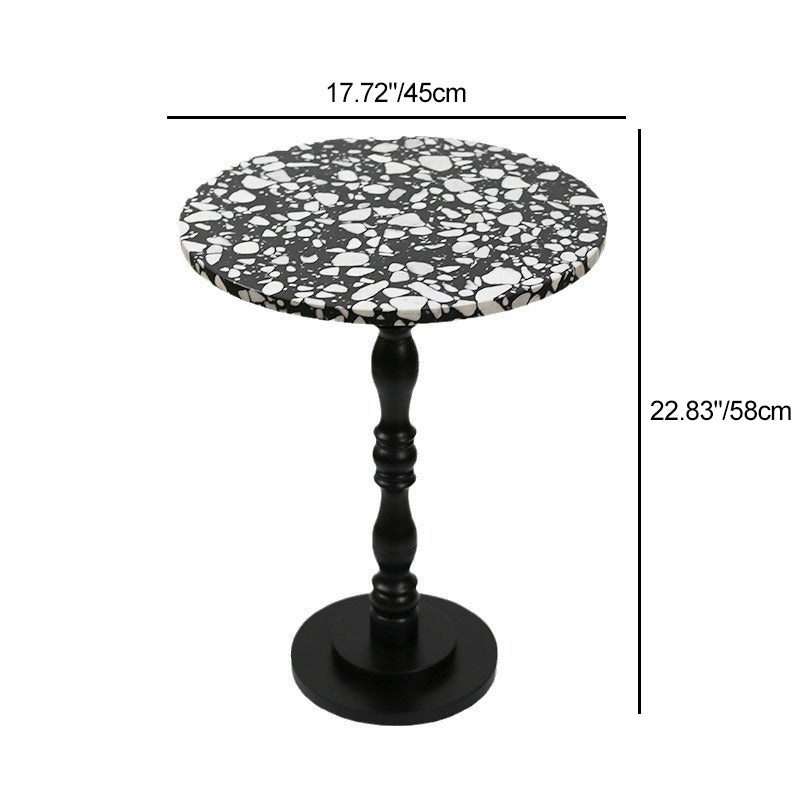 Scandinavian Terrazzo Travertine Wood End Table