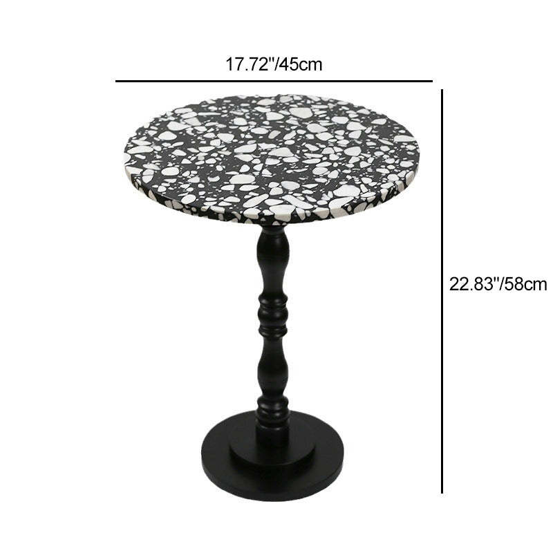 Scandinavian Terrazzo Travertine Wood End Table