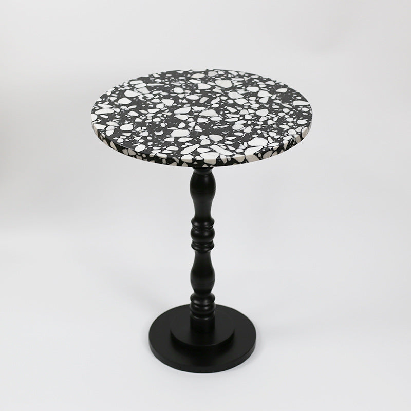Scandinavian Terrazzo Travertine Wood End Table