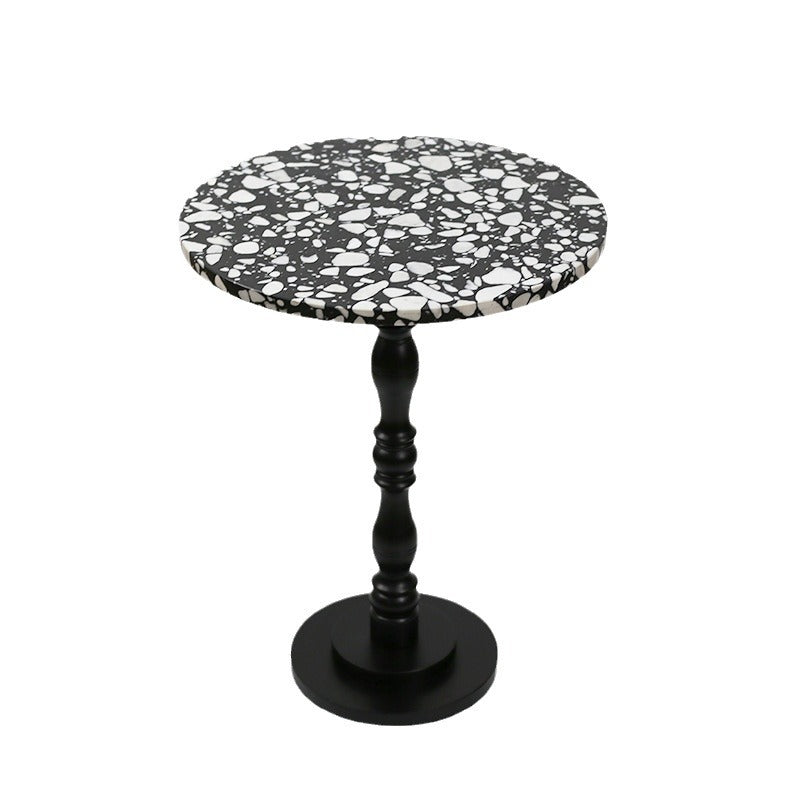 Scandinavian Terrazzo Travertine Wood End Table