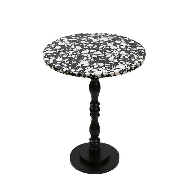Scandinavian Terrazzo Travertine Wood End Table
