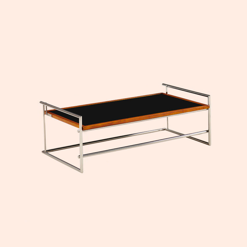 Retro Ash Wood Stainless Steel Reversible Coffee Table